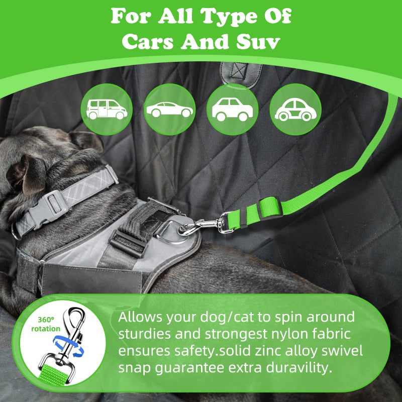 BWOGUE 2 Packs Dog Cat Safety Seat Belt Strap Car Headrest Restraint Adjustable Nylon Fabric Dog Restraints Vehicle Seatbelts Harness Green - Image 5